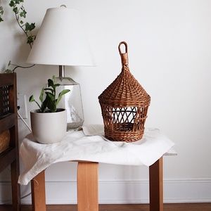 Vintage Boho Wicker Hanging Basket